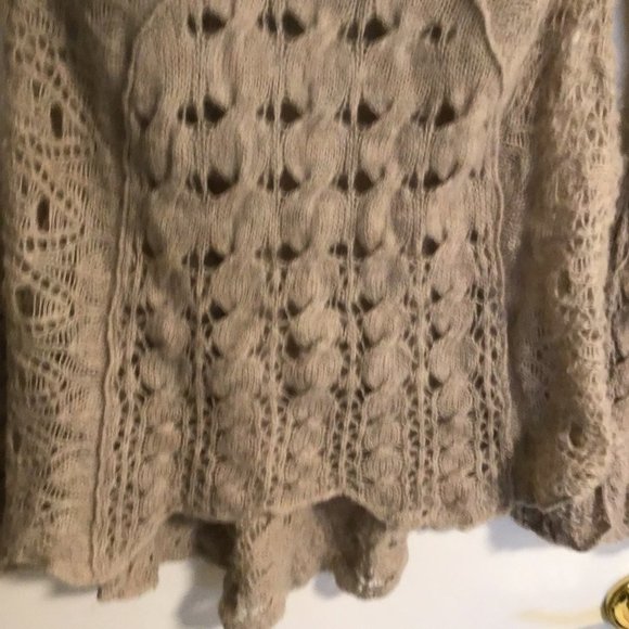 FREE People Open Knit Cowl Neck Asymmetrical Sweater Size M - Picture 5 of 13